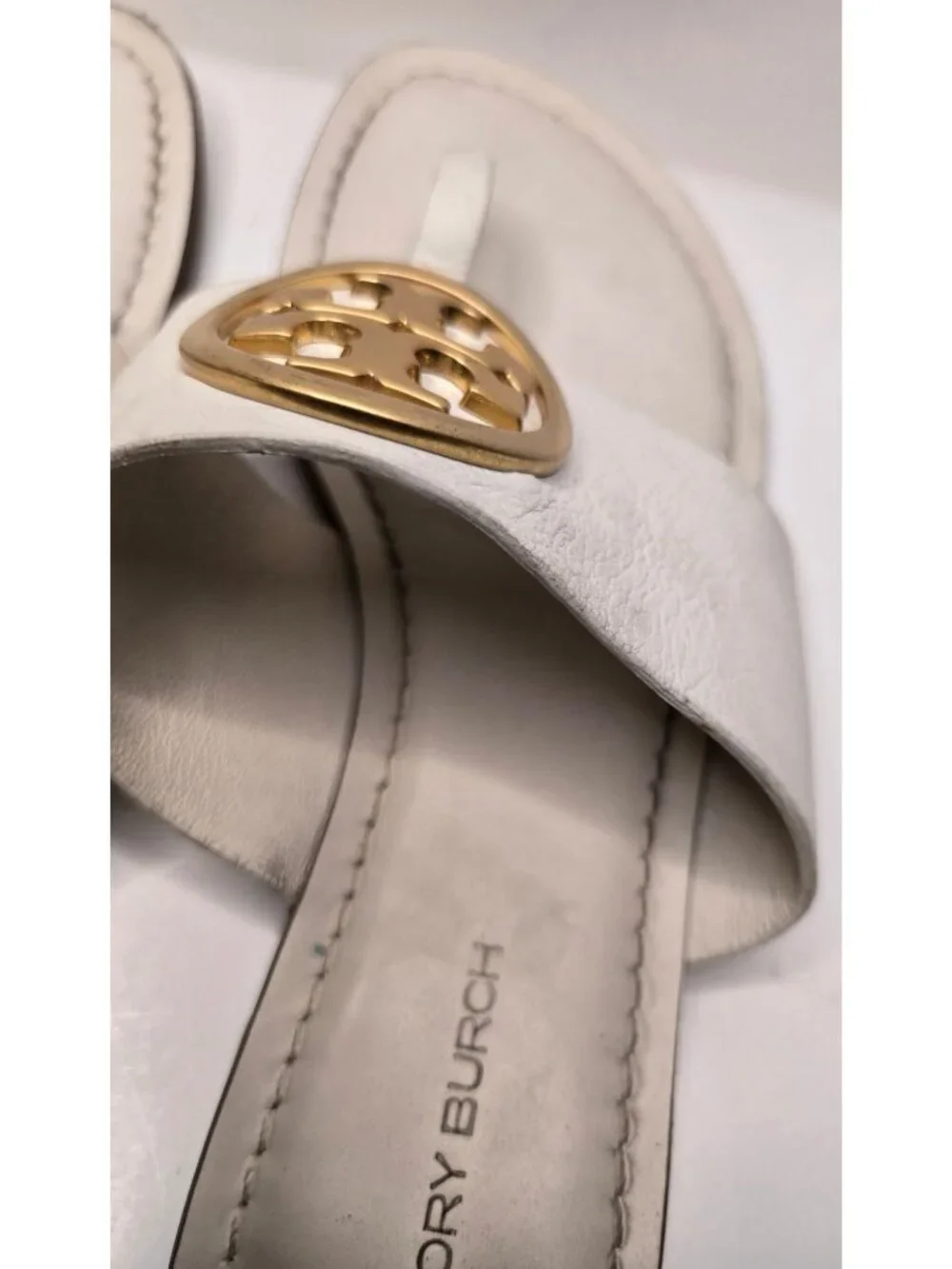 Tory Burch Leather Benton Band Logo Flip Flop Sandals Size 5.5 Classic Luxury